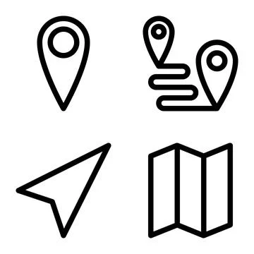 A set of location outline icons Stock Illustration