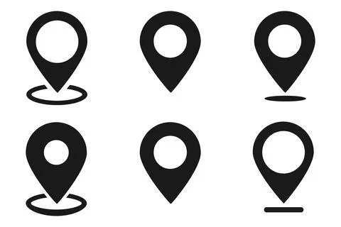 Set of location pin icons map pointer symbols in flat style isolated on white Stock Illustration