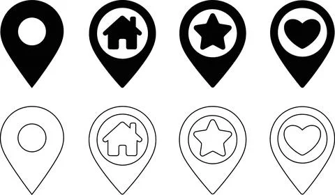 Set of location pins and navigation markers vector Illustrazione stock