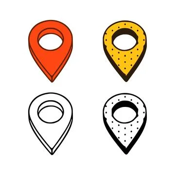 Set of location pins in different styles isolated on white background Stock Illustration