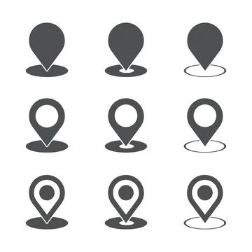 Set of location point black icon set Illustrazione stock