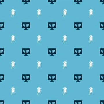 Set Location Vip and Firework rocket on seamless pattern. Vector Illustrazione stock
