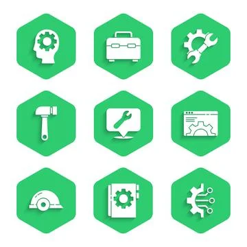 Set Location with wrench spanner, User manual, Algorithm, Browser setting 스톡 일러스트