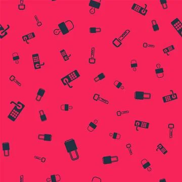 Set Lock, and key, Digital door lock and Key on seamless pattern. Vector Illustrazione stock