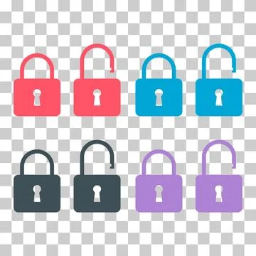 Set of Lock classic design icon, keyhole web button shape, secure vector illu Stock-Illustration