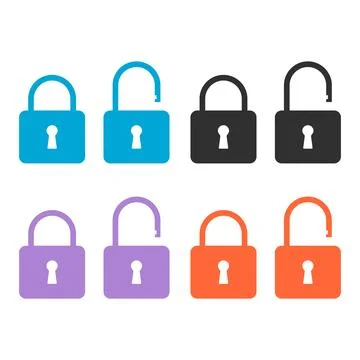 Set of Lock classic design icon, keyhole web button shape, secure vector illu イラスト素材