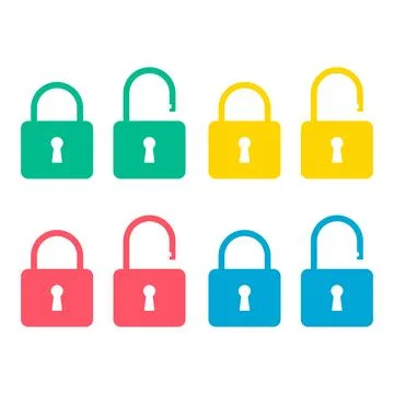 Set of Lock classic design icon, keyhole web button shape, secure vector illu Stock-Illustration