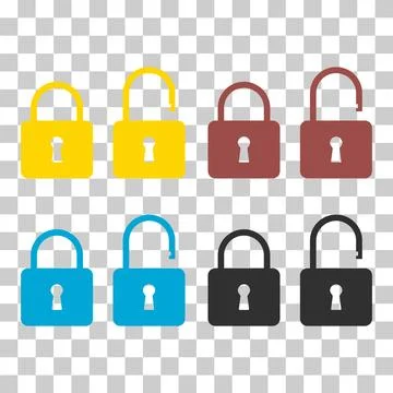 Set of Lock classic design icon, keyhole web button shape, secure vector illu イラスト素材