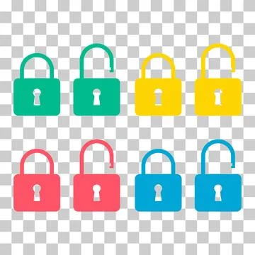 Set of Lock classic design icon, keyhole web button shape, secure vector illu Illustrazione stock