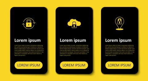 Set Lock, Cloud computing lock and . Business infographic template. Vector Stock Illustration