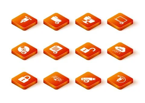 Set Lock, Computer api interface, CD or DVD disk with lock, Document and, U.. イラスト素材