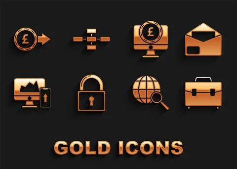 Set Lock, Financial chart or graph on the computer monitor and mobile phone.. Stock Illustration