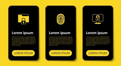 Set Lock, Fingerprint and Folder and lock. Business infographic template. Vec Stock Illustration