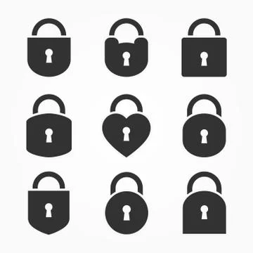 Set of Lock Icon, Lock Icon Vector, Lock Icon Flat, Lock Icon Sign, Lock Icon Stock Illustration