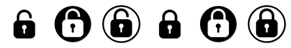Set of lock icons, lock icon. Safety symbols. Vector illustration. Close and  Stock Illustration