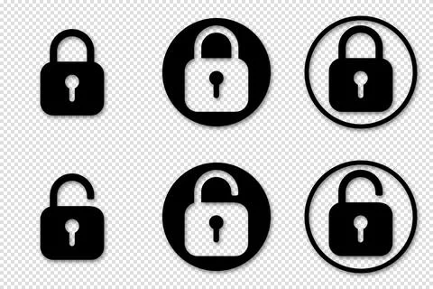 Set of lock icons, lock icon. Safety symbols. Vector illustration. Close and  Stock Illustration