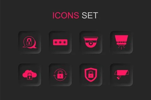 Set Lock, Password protection, Shield security with lock, Fire sprinkler sy.. イラスト素材
