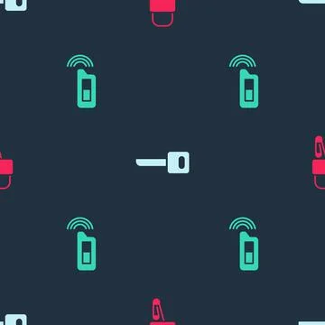 Set Lock picks for lock picking, Key and Car key with remote on seamless pattern 스톡 일러스트