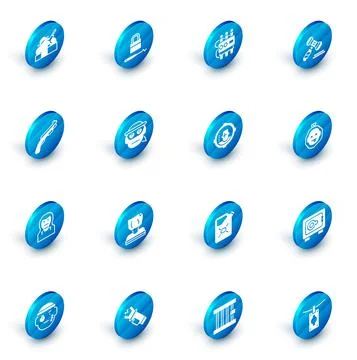 Set Lock picks for lock picking, Dynamite and timer clock, Judge gavel, Police Illustrazione stock