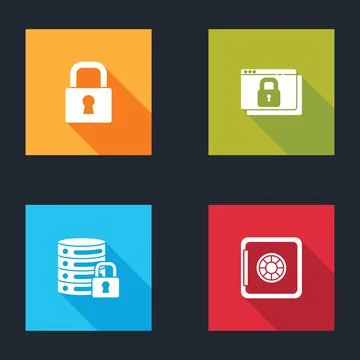 Set Lock, Secure your site with HTTPS, SSL, Server security lock and Safe icon 스톡 일러스트
