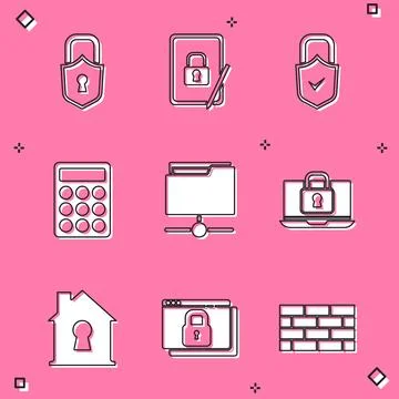 Set Lock, Tablet with closed padlock, and check mark, Password protection, FTP イラスト素材