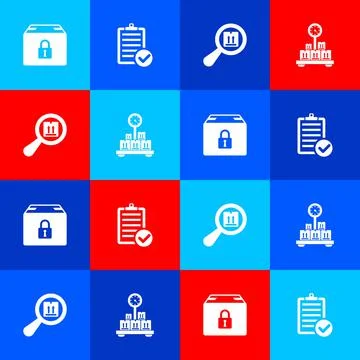 Set Locked package, Verification of delivery list, Search and Scale with イラスト素材