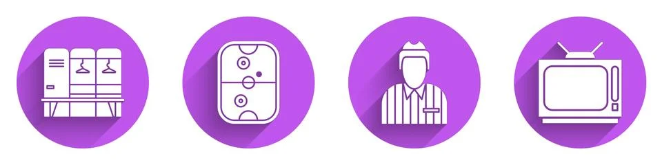 Set Locker or changing room, Air hockey table, Hockey judge, referee, arbiter Stock Illustration
