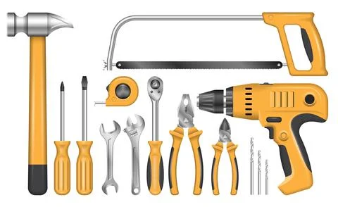 Set of locksmith tools for repair and renovation, realistic vector illustra.. Stock Illustration