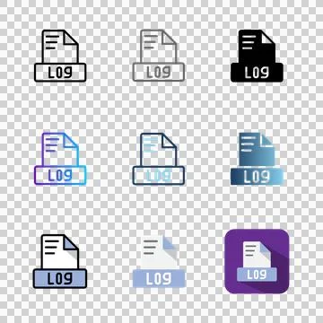 Set of log file format icons for document, file type and interface design needs. Stock Illustration