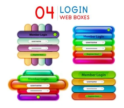 Set of login menu web interface templates with buttons and sample text. Modern イラスト素材