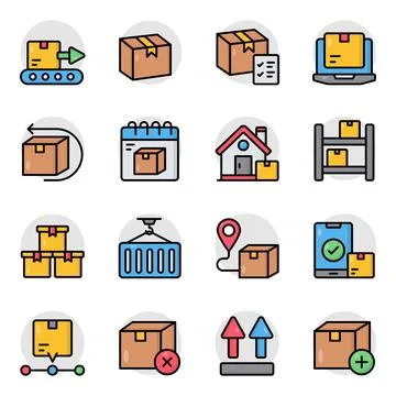 Set of Logistic Flat Icons Stock Illustration