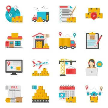 Set of Logistic Flat Icons Stock Illustration