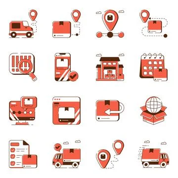 Set of Logistic Flat Icons Illustration