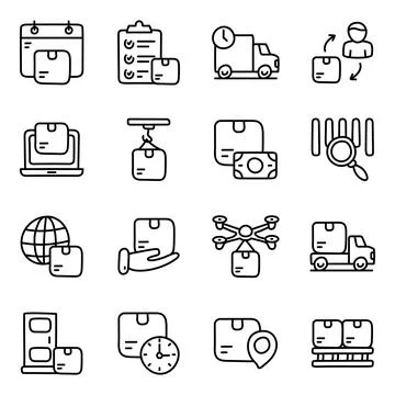 Set of Logistic Linear Icons Stock Illustration
