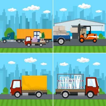 Set of Logistics and Storage Services 스톡 일러스트