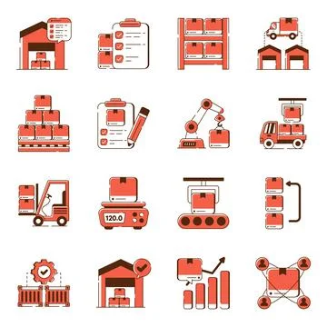 Set of Logistics Flat Icons Illustration