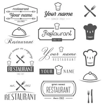 Set of logo and logotype elements for restaurant, cafe and bar Illustration