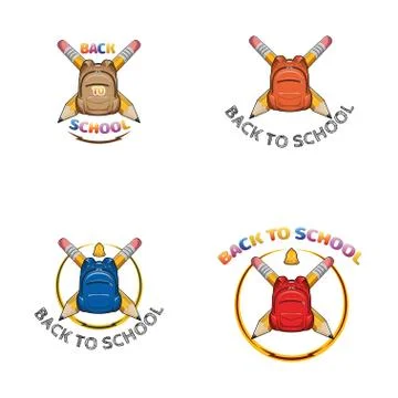 Set. Logo back to school Stock Illustration