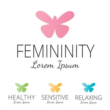 Set of logo. Brand logo in shape of a butterfly. Vector print illustration Stock Illustration