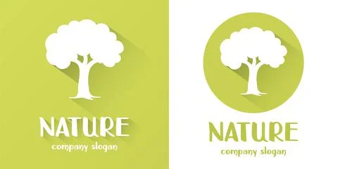 Set of logo. Brand logo in shape of a tree. Vector print illustration Stock Illustration