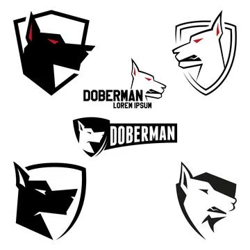 Set logo doberman. Logo angry dog design for your brand. Stock Illustration