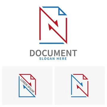 Set Logo document. Sheets of paper with arrows depicts the exchange of documents Stock Illustration