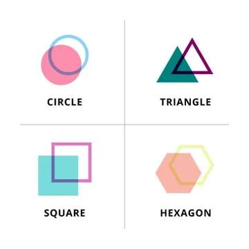 Set of logo geometric overlapping isolated on white background. Circle, trian Stock Illustration