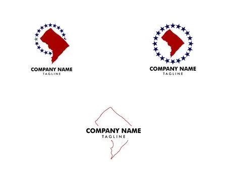 Set of Logo Map of the Washington D.C District Stock Illustration