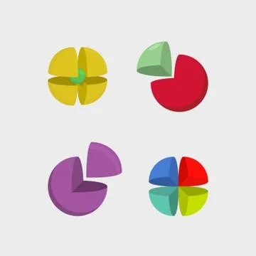 Set  logo sphere. 3d abstract ball logos. Scope of  segments. Vector illustra Stock Illustration