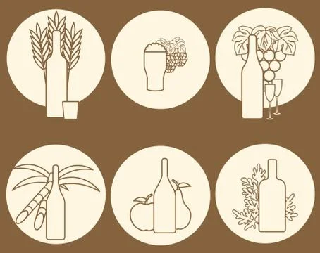 Set of logos on alcohol theme イラスト素材