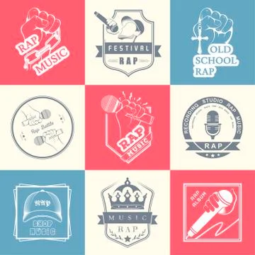 Set logos and Badges Rap Music Free Stock Illustration