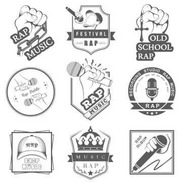 Set logos and Badges Rap Music Free Stock Illustration