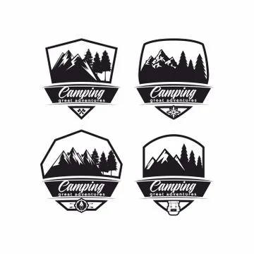 Set of logos for the camp Stock Illustration