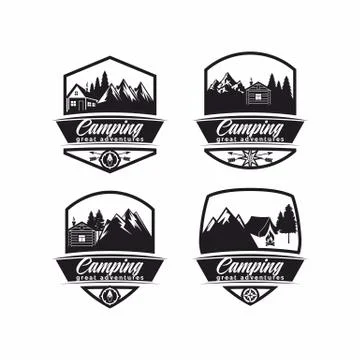Set of logos for the camp Stock Illustration